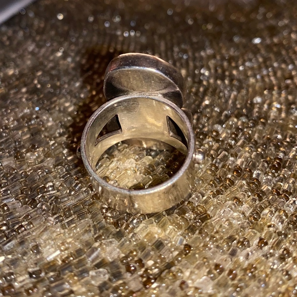 Margaret Thurman Echo The Dreamer Sterling Natural River Jade Rock Ring Signed - Picture 3 of 9